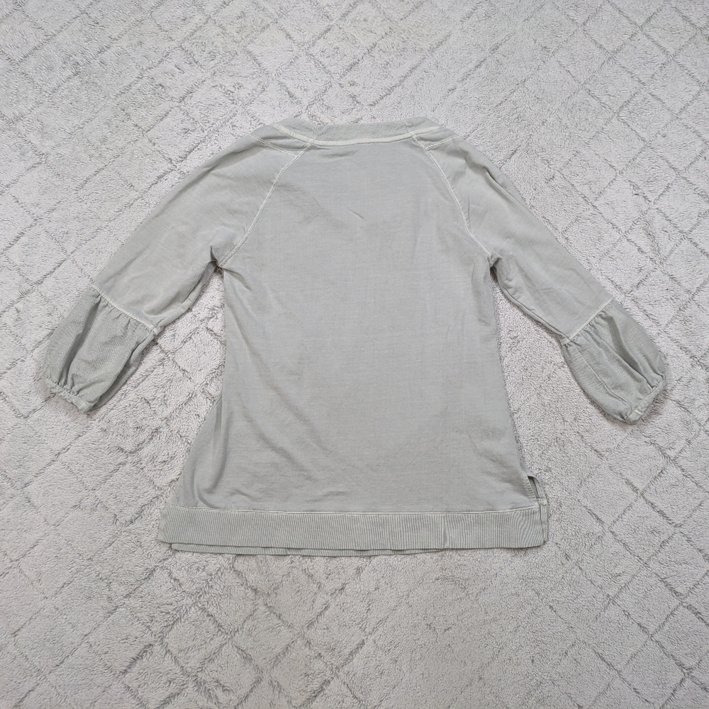 Sundance Tunic Womens L Gray Pullover Top Cotton Puff Sleeves Lagenlook - Picture 8 of 8